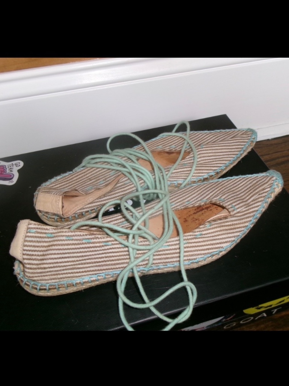 Vintage striped strappy flats size 37